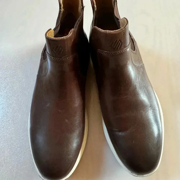 Johnston & Murphy Felder Chelsea Shoe Men Sz 8.5 Brown Leather  Sheepskin Boots - Picture 2 of 8